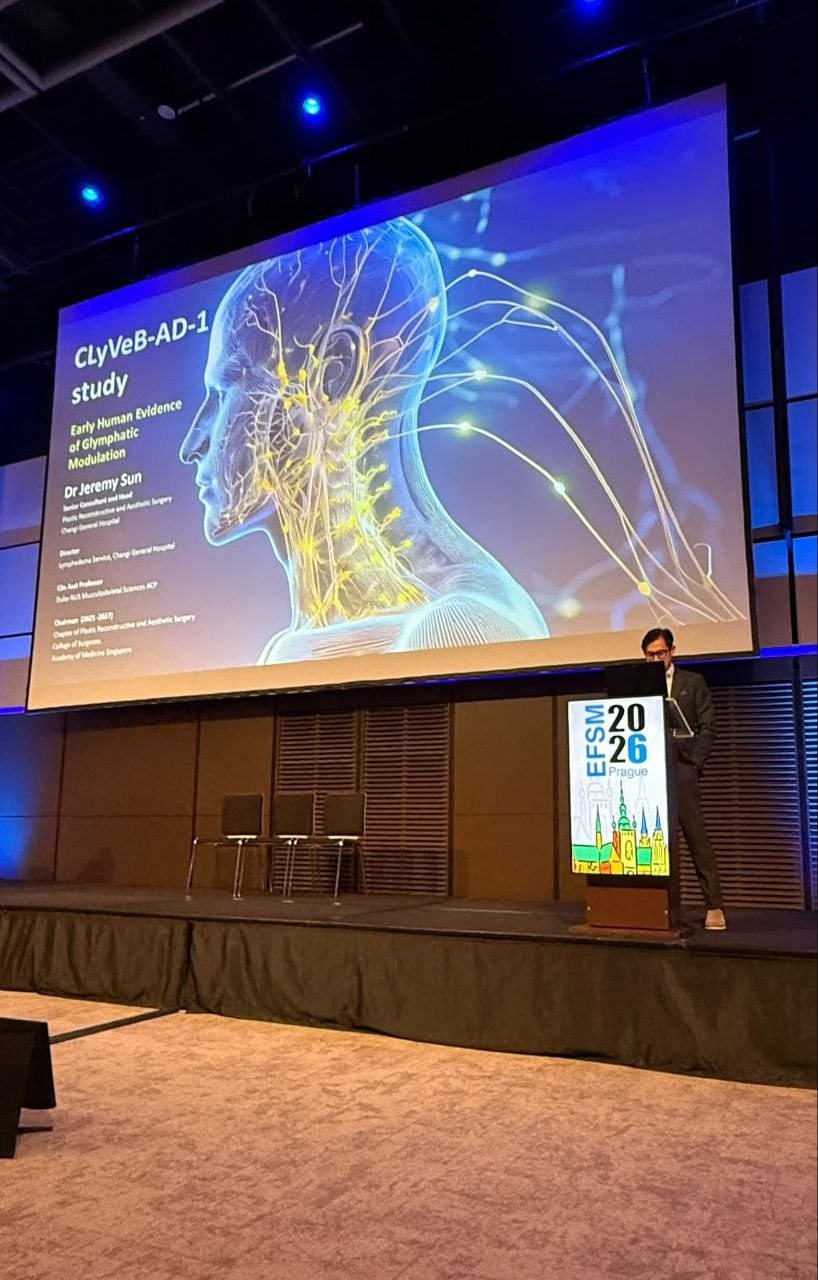 Dr Jeremy Sun presenting lymphatic research at EFSM 2026 Prague