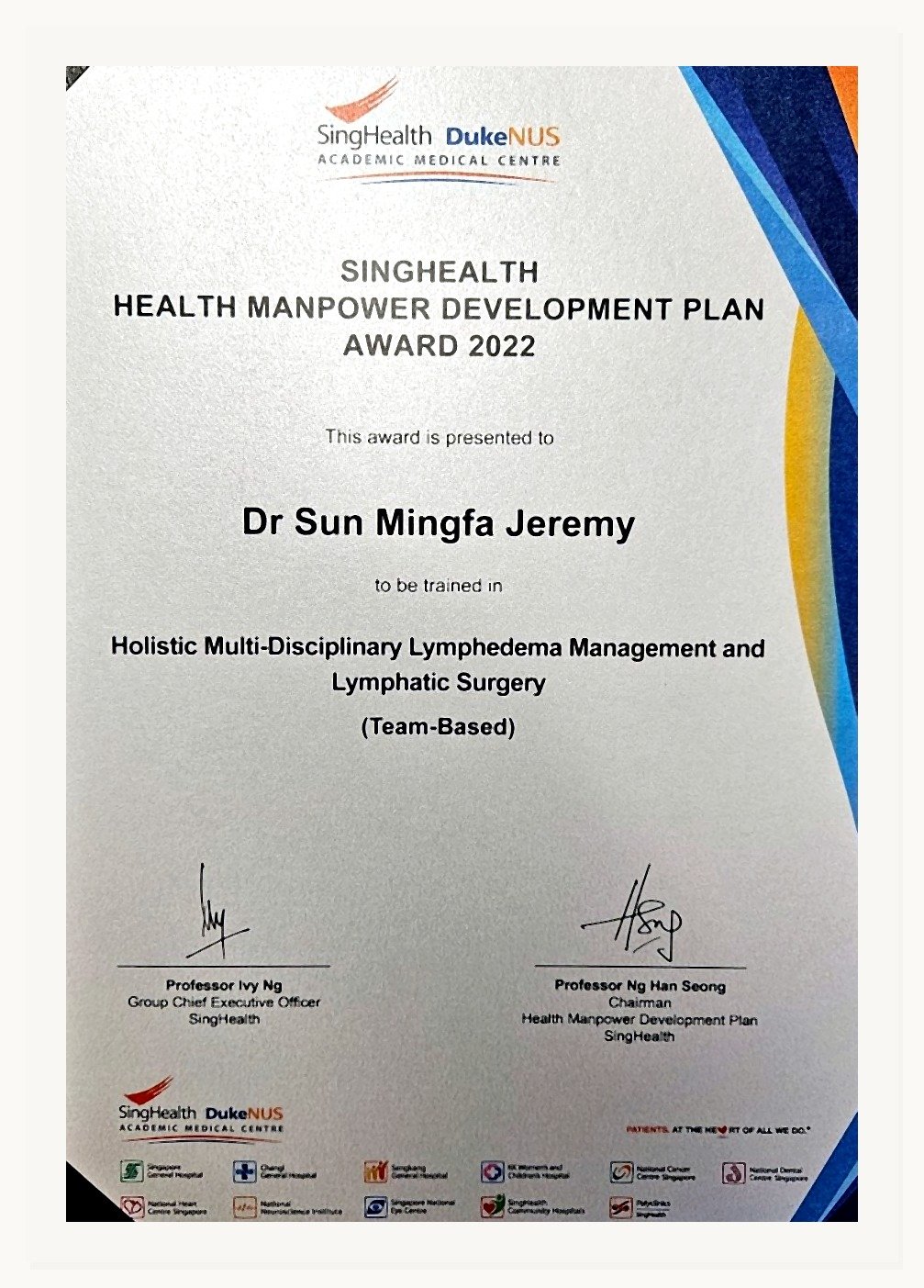 HMDP certificate for holistic multidisciplinary lymphedema management and lymphatic surgery training